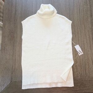 Worthington Womens Polar Bear White‎ Ribbed Sleeveless Turtleneck Sweater Vest S